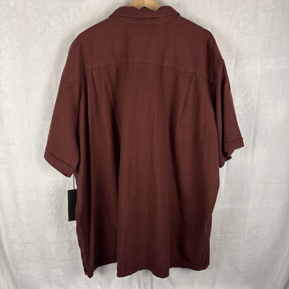 Shaquille O'Neal Shirt Mens 2XL Cherry Fudge Short Sleeve Button Up Linen Blend - Picture 4 of 5